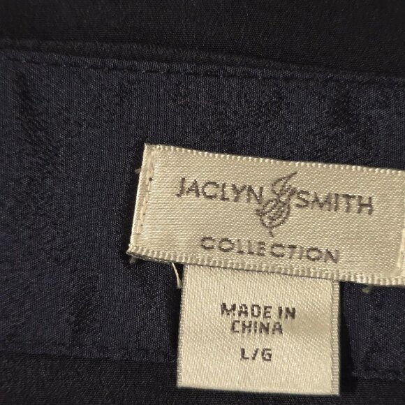 Jaclyn Smith Navy Studded Front Top/Blouse Cap Extended w/ beaded Shoulder Sz L - Picture 8 of 9